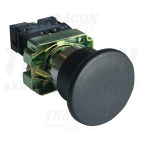 Gombafejű nyomógomb, fémalapra szerelt, fekete