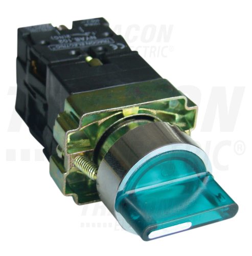 NYGBK3365Z Világítókaros kapcsoló, fémalap, zöld, LED, 3állású, izzó n.