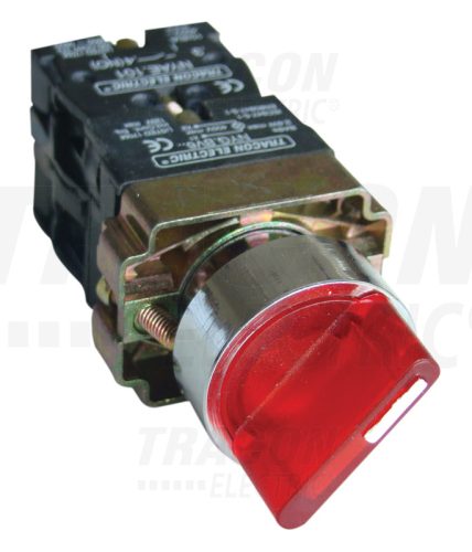 NYGBK3465P Világítókaros kapcsoló, fémalap, piros, LED,3állású, izzó n.