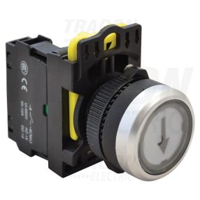 Jelölt nyomókapcsoló, fehér, (fekete nyíl)