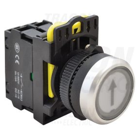 Jelölt, világító nyomókapcsoló, fehér, (fekete nyíl)