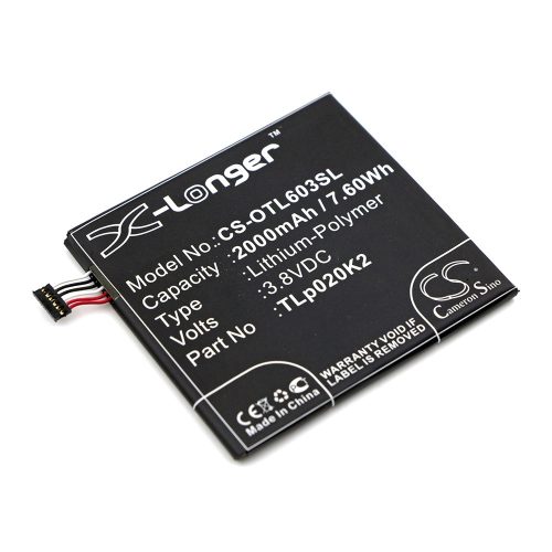 AlcatelTLp020K2, C2000023C2 3,8V 2000mAh utángyártott RealPower Li-Polymer akku