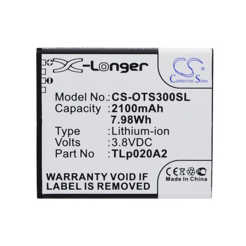 Alcatel TLp020A2, TLi020A1,TLp020A2 3.8V 2100mAh utángyártott akku Li-ion