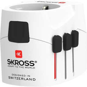   SKROSS PRO Light világutazó hálózati csatlakozó átalakító ,földelt, és USB töltő 4 A(standard) USB bemenettel