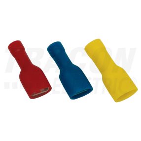   Teljes szigetelésű rátolható csatl. hüvely, sárgaréz, piros