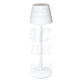 Asztali akkumulátoros LED díszlámpa, fém, fehér