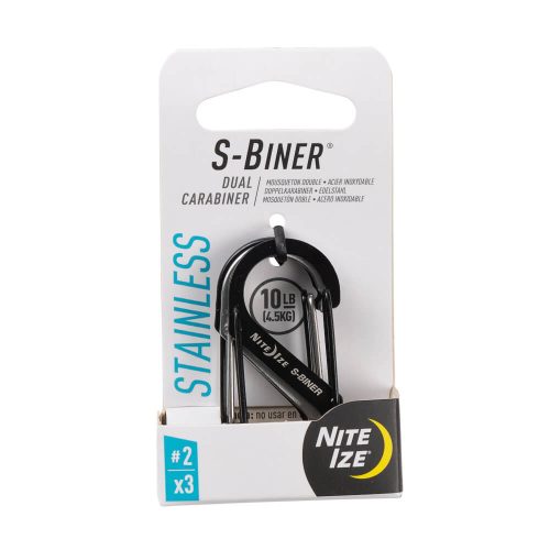 S -Biner® acél dupla karabiner #2 - 3-as csomag - fekete/acél