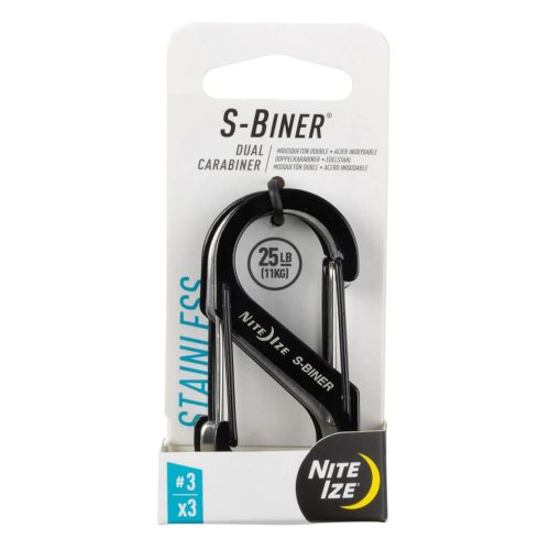 S -Biner® dupla karabiner acél #3 - 3-as csomag - fekete/acél