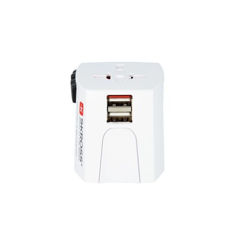 SKROSS MUV USB világutazó hálózati csatlakozó átalakító, beépített USB töltővel (2 USB A bemenettel)