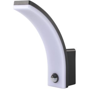 Mozgásérzékelős fali lámpatest, ívelt forma, antracit