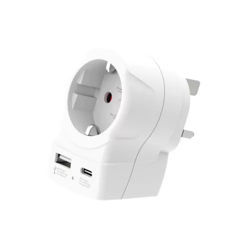 SKROSS 1.500283-E utazó adapter, "Europe to UK", USB-C + USB-A 20W PD, gyorstöltés