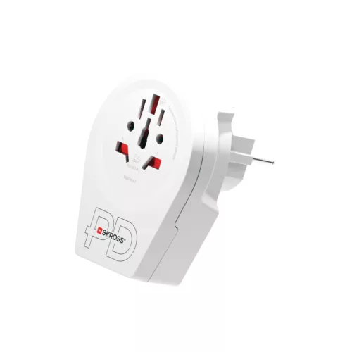 SKROSS 1.500295-E utazó adapter, "World to Europe", USB-C + USB-A 20W PD gyorstöltés