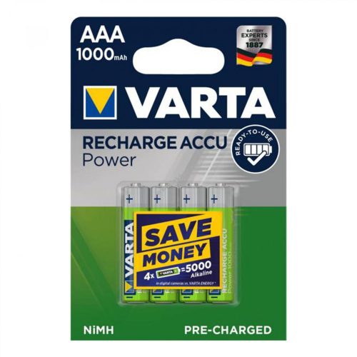 5703 VARTA 5703 akkumulátor AAA, NiMH akkumulátor, mini ceruza, 1000 mAh kapacitás, RTU - feltöltött és használatra kész, 4 db/csomag