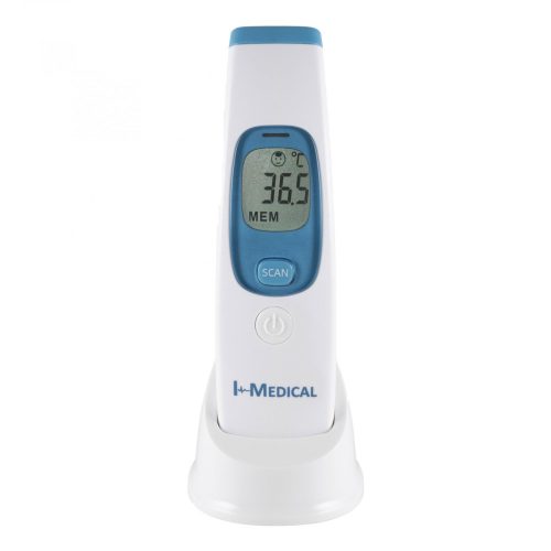 8810 I-MEDICAL 8810 érintés nélküli infravörös hőmérő, test és környezeti hő mérése, mérési memória, méréshatár 0 – 100 °C, tartóállvány, hang- és fényriasztás láz esetén