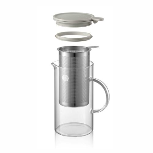 BUYDEEM CD2002/A1 teáskanna, 800 ml, boroszilikát üveg és acél, akár 150°C-ig hőálló