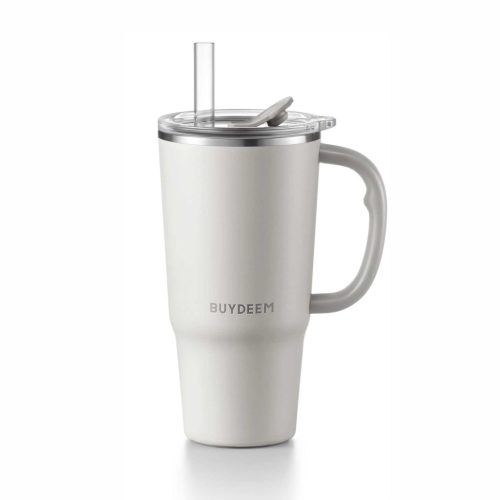 BUYDEEM DS57-OW pohár termosz szívószállal, 700 ml, dupla falú, 12 mm-es szívószál