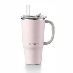   BUYDEEM DS57-P pohár termosz szívószállal, 700 ml, dupla falú, 12 mm-es szívószál