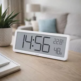   HOME HC18 páratartalom és hőmérséklet mérő ébresztőóra, prémium LCD kijelzővel, bútorra, falra helyezhető