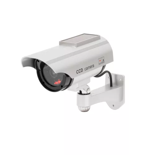 HOME HSK160 kültéri napelemes álkamera, villogó piros LED, körbe forgatható, egyszerű felszerelés, akkumulátoros tápellátás opció, élethű kamera megjelenés, IP44