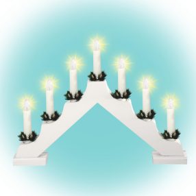   Home KAD 03 gyertyapiramis, 7 db izzó, fehér festett fa, L7D