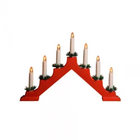   Home KAL 01 gyertyapiramis, beltéri kivitel, 7 db melegfehér állófényű LED, 10 cm magas gyertyák, piros
