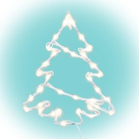   Home KID502WW fenyőfa ablakdísz, kül- és beltéri kivitel, 35 db melegfehér LED, 2 tapadókorong, fehér tápkábel, 33 x 28 cm