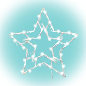   Home KID503WW csillag ablakdísz, kül- és beltéri kivitel, 35 db melegfehér LED, 2 tapadókorong, fehér tápkábel, 33 x 28 cm