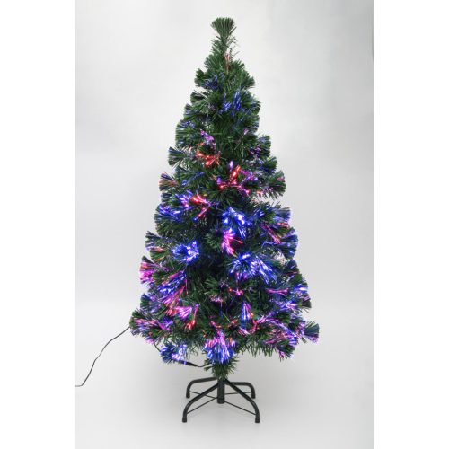 HOME KIX120LED LED-es műfenyő, 120 cm, optikai szálas, folyamatos színváltás, műanyag talp, hálózati tápellátás, beltéri kivitel