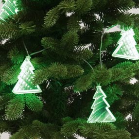   Home MRLC 6/T LED-es fenyőfa fényfüzér, 1 m / 72 db hidegfehér LED, alagúthatású fenyődísszel, állófényű, átlátszó vezeték, elemes, beltéri kivitel