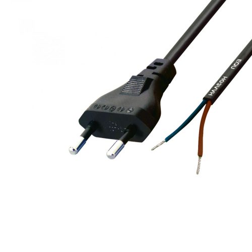 N 2/VDE Home N 2/VDE hálózati csatlakozókábel, 1,5 m, H03VVH2-F 2x0,75 mm2 kábel, ónozott véggel, max.500W, fekete