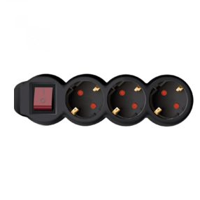   Home NV 3K-3/BK/1,5 hálózati elosztó, 3 m, H05VV-F 3G1,5 mm2 kábel, kétpólusú kapcsoló, IP20 kivitel, 3 védőérintkezős aljzat, max. 3500W, fekete