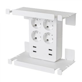   Home NV 4 USB tálcás USB-s elosztó, 4 földelt aljzat, 4 USB aljzat össz 2,4A, elforgatható csatlakozódugó, max.3680W