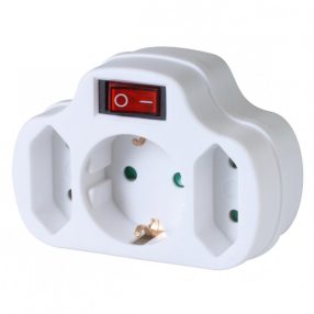   Home NVK 3/WH hálózati elosztó, kapcsolós 3 aljzat ( 1 földelt + 2 euró ), 250 V ~/ 50 Hz / 16 A / 3500 W