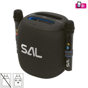   SAL PARCUBE boombox, 100 W, 2db vezeték nélküli mikrofon, 5db hangszóró, LED fényeffekt, IPX6 védelem, bluetooth