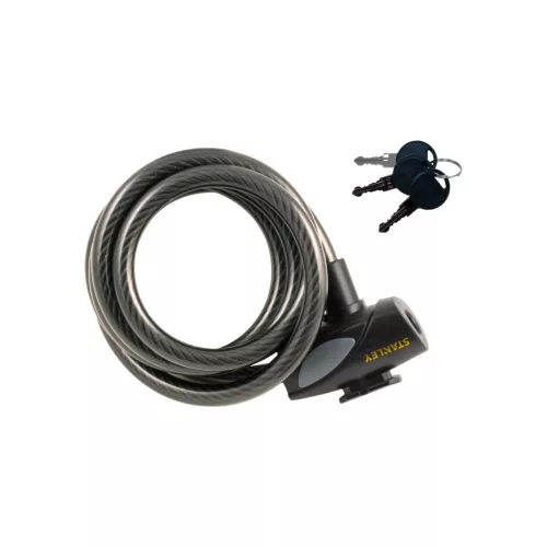 STANLEY S755-202 kulcskábeles kerékpár zár, 3 kulcsos, 1800 mm hosszúság