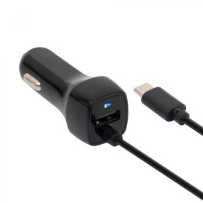   SAL SAU 24C autós USB töltő 2in1, 2 készülék, USB, USB-C, 2,4 A összesen