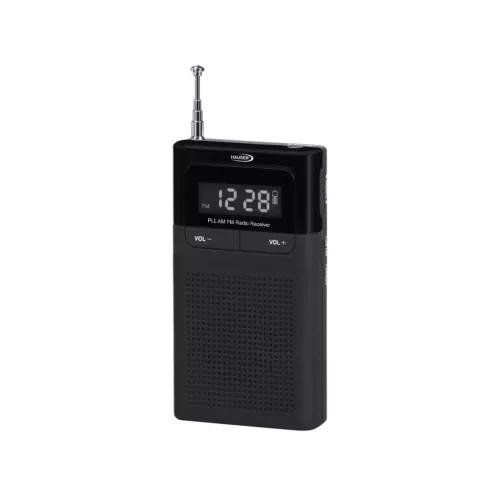 HAUSER TR-906PLL digitális zsebrádió, LED kijelző, max. 0,5 W RMS teljesítmény, óra/ébresztő, elemes tápellátás