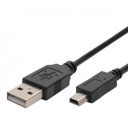 USB A/MINI-1 miniUSB töltőkábel, 1m, fekete