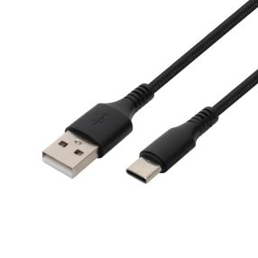   Home USBAC1 töltőkábel, USB-A / USB-C, 2.1A, 1m, szövött, fekete