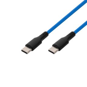   Home USBCC1 töltőkábel, USB-C / USB-C, 2.1A, 1m,szövött, kék