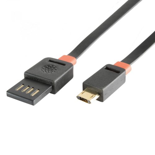 USBF 3 Home USBF 3 töltőkábel, 2 oldalú, fordítható, USB-A dugó, microUSB-B dugó, 3m, 2,1A, adatkábel