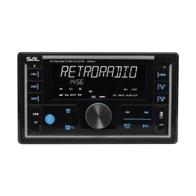   SAL VB5500 SMART autórádió, 4x50W, 2xDIN, FM RDS, USB-microSD, MP3 lejátszó, dupla USB aljzat, telefontöltő, kiválasztható RGB gomb világítás, telefonról is vezérelhető okos autórádió