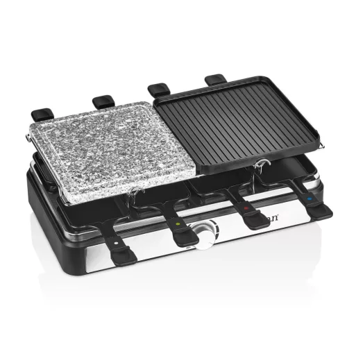 Zilan ZLN8863 raclette grill, 1500 W, 2 az 1-ben, alumínium sütőlap, tapadásmentes bevonat, hőfokszabályozó, kiegészítők