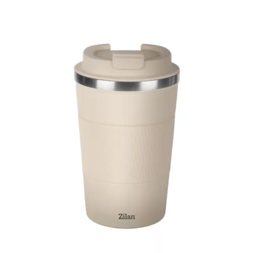 Zilan ZLN9877 pohár termosz, 380 ml űrtartalom, rozsdamentes acél belső, dupla falú, krémszínű
