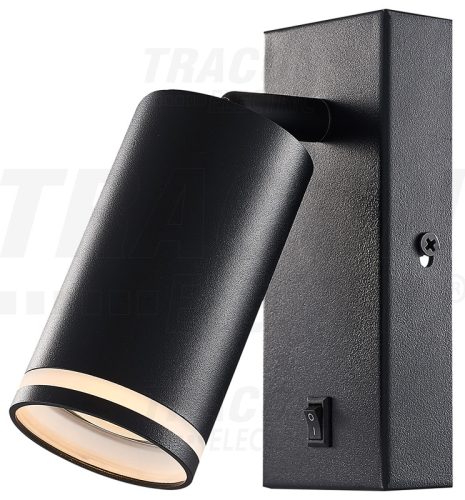SPGU10LFB Oldalfali állítható spot lámpatest, fekete, kapcsolóval
