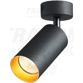   Mennyezeti állítható spot lámpatest, fekete, arany reflektor