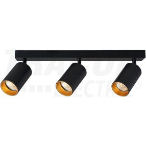   Mennyezeti állítható spot lámpatest, fekete, arany reflektor