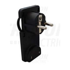 Rejthető szerelhető csatlakozó dugó,lapos,fekete