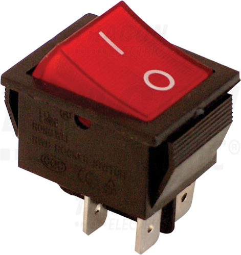 TES-42 Készülékkapcs., BE-KI, 2-pólus, piros, 0-I felirat, világító