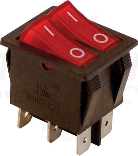TES-43 Készülékkapcsoló, BE-KI, 2-áramkör, piros, 0-I felirattal